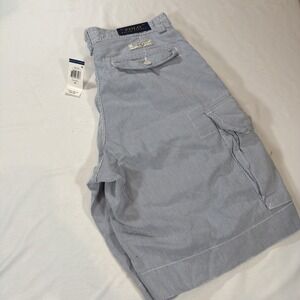 Men's Polo Ralph Lauren Blue Pinstriped Seersucker Cargo Nautical Shorts NWT